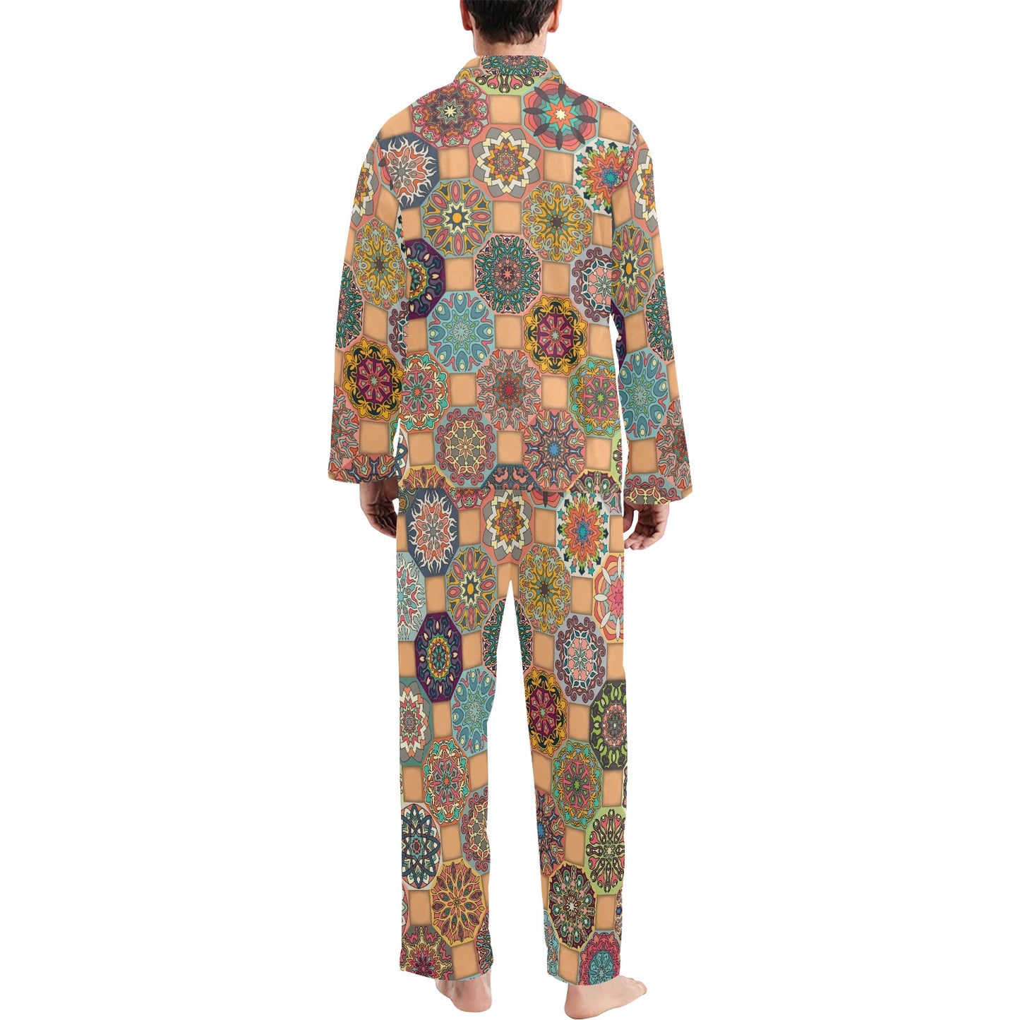 Boho Pattern Print Design 07 Men's Long Pajama Set