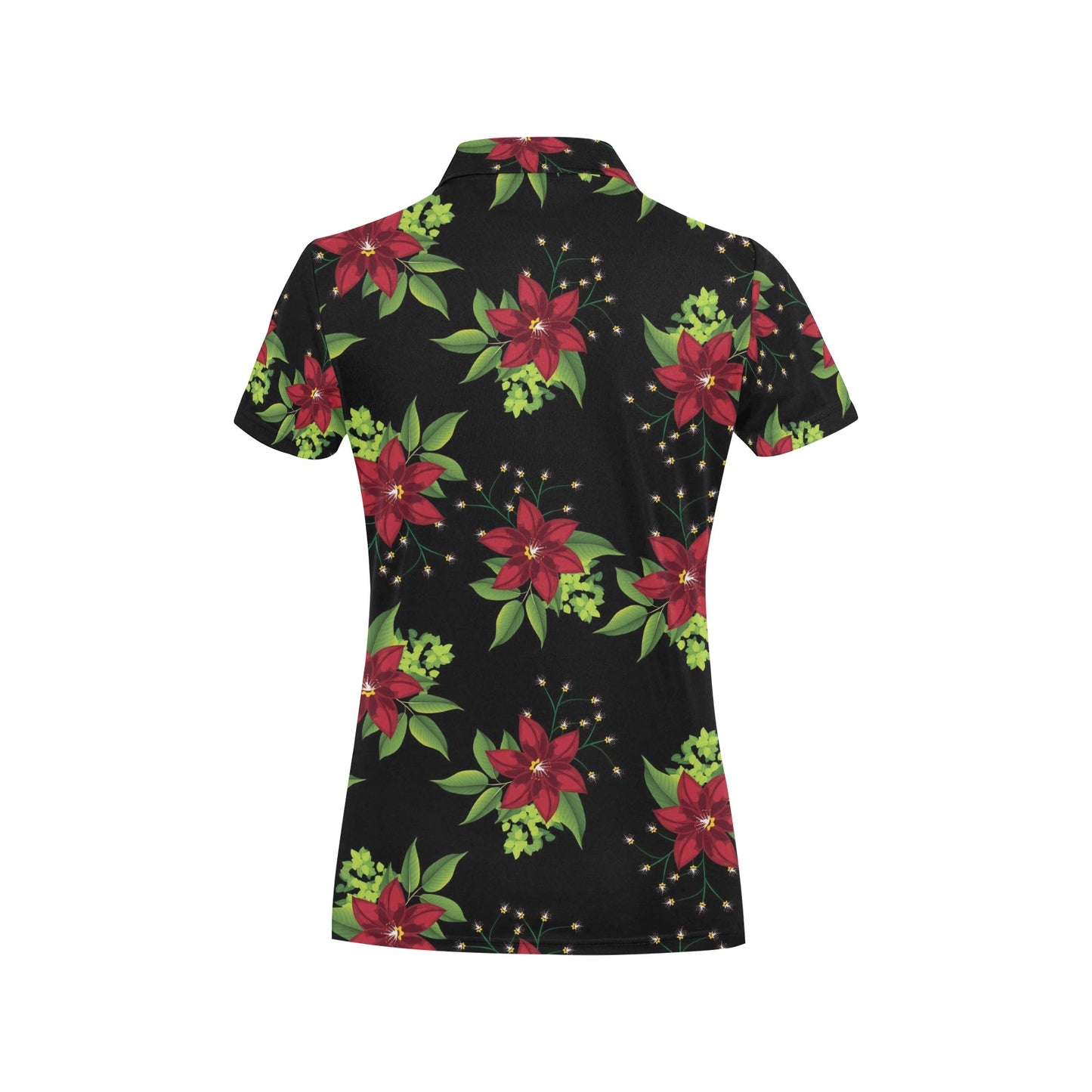 Poinsettia Pattern Print Design A01 Women's Polo Shirt