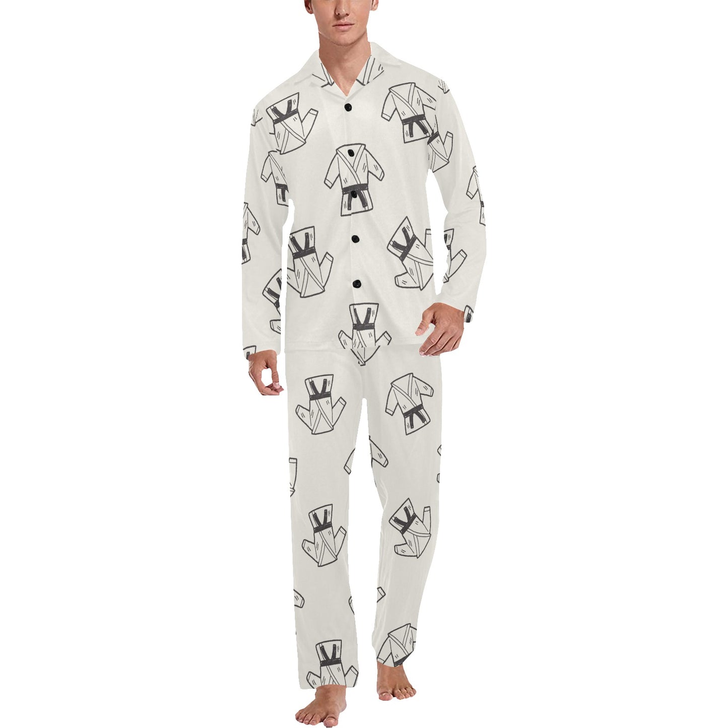 Karate Pattern Print Design 01 Men's Long Pajama Set