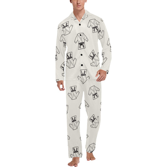 Karate Pattern Print Design 01 Men's Long Pajama Set