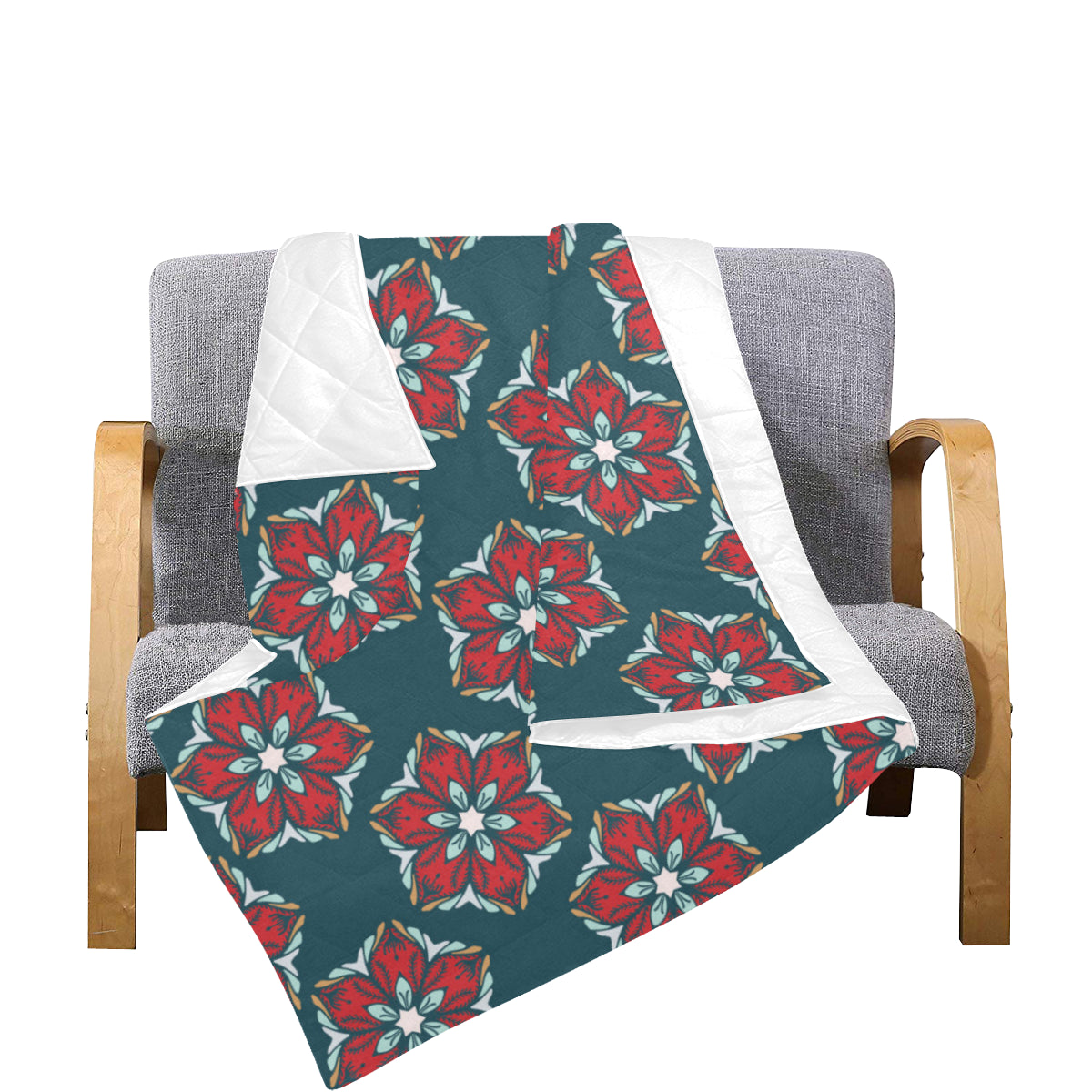 Poinsettia Pattern Print Design A03 Premium Quilt