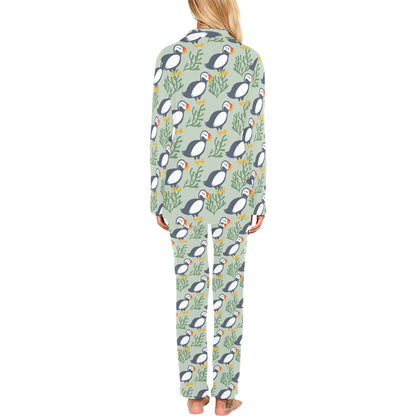Puffin Pattern Print Design A04 Women's Long Pajama Set