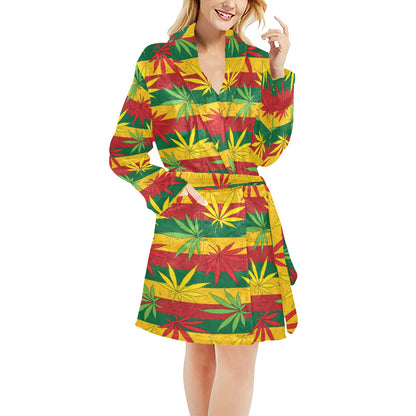 Rasta Pattern Print Design A03 Women's Fleece Robe