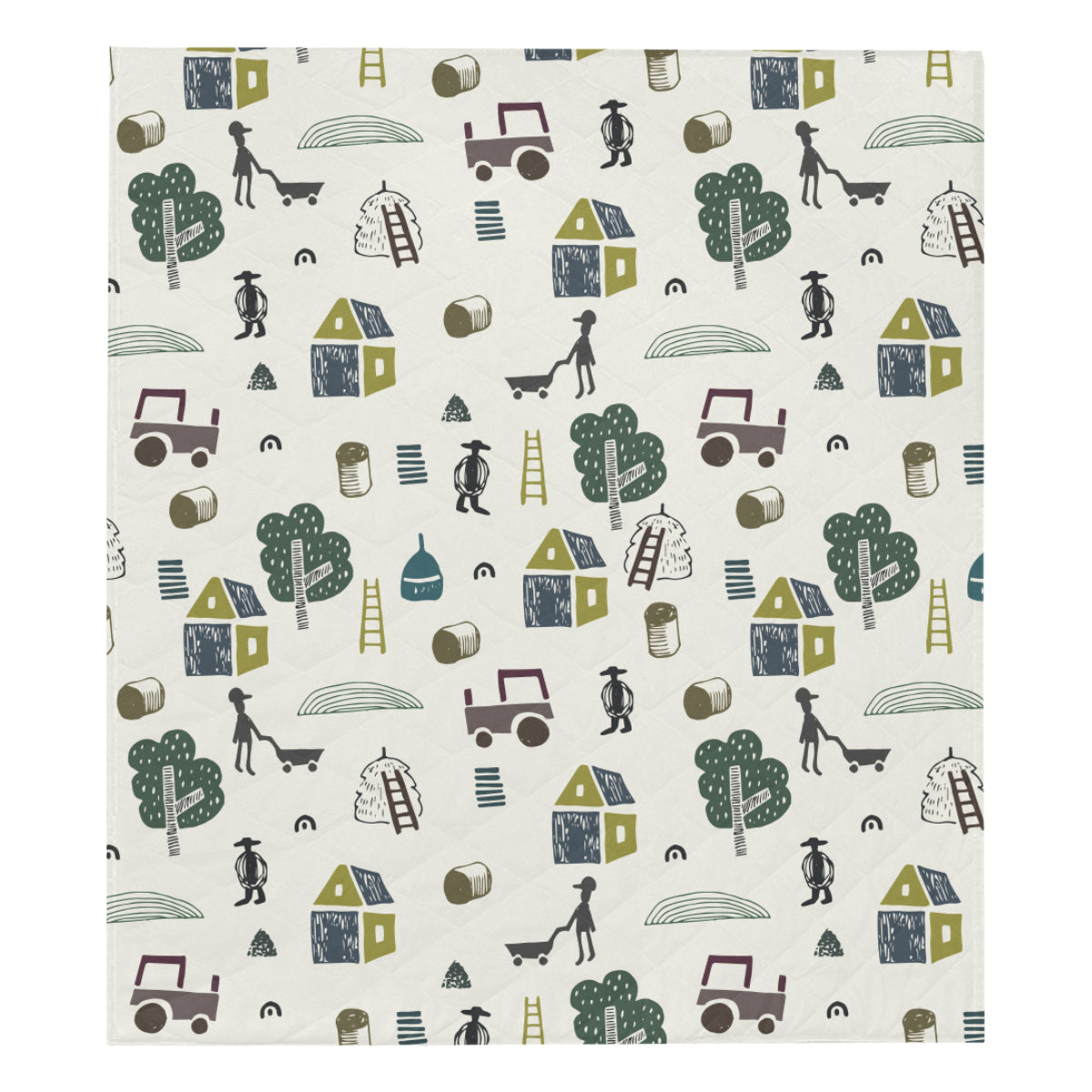 Agricultural Farm Print Design 01 Premium Quilt