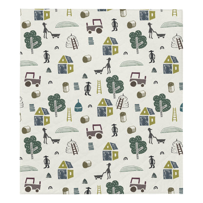 Agricultural Farm Print Design 01 Premium Quilt