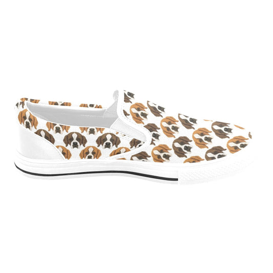 St Bernards Print Design LKS301 White Slip Ons Canvas Women's Shoes