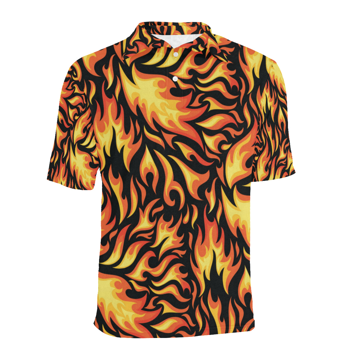 Flame Fire Design Pattern Men Polo Shirt