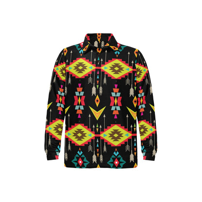 Native Pattern Print Design A05 Long Sleeve Polo Shirt For Men's