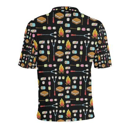 Camping Campfire Marshmallows Men Polo Shirt