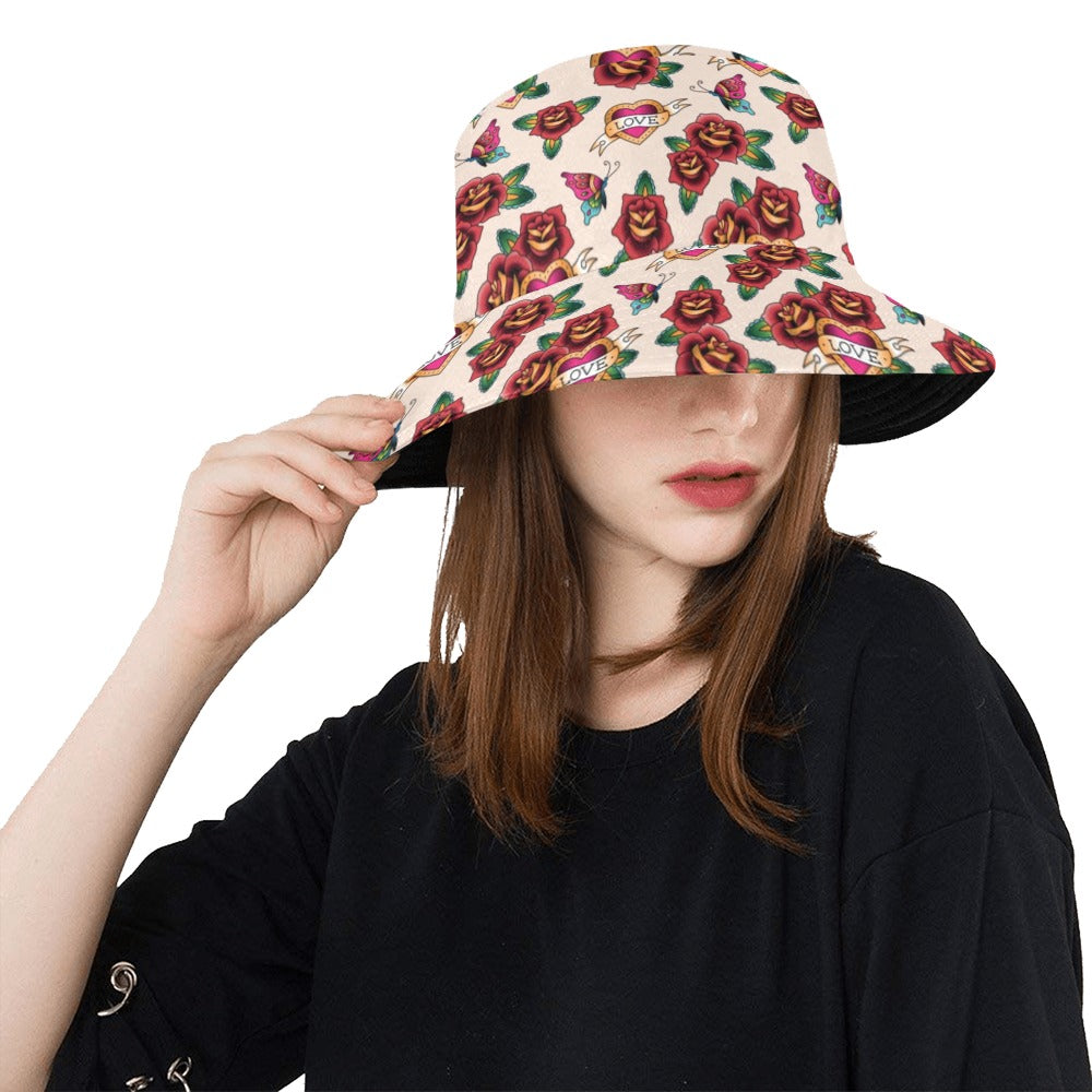 Tattoo Rose Print Design LKS302 Unisex Bucket Hat