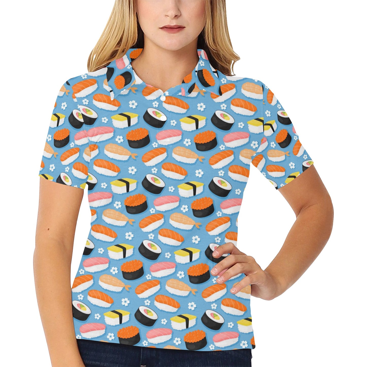 Sushi Print Design LKS304 Women's Polo Shirt