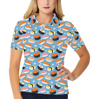 Sushi Print Design LKS304 Women's Polo Shirt