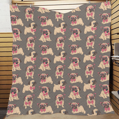 Pug Pattern Print Design A05 Premium Quilt