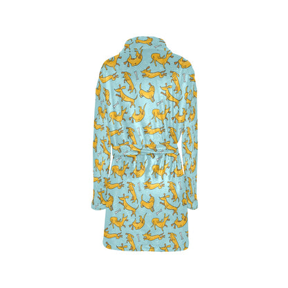 Dachshund Pattern Print Design 08 Women's Fleece Robe