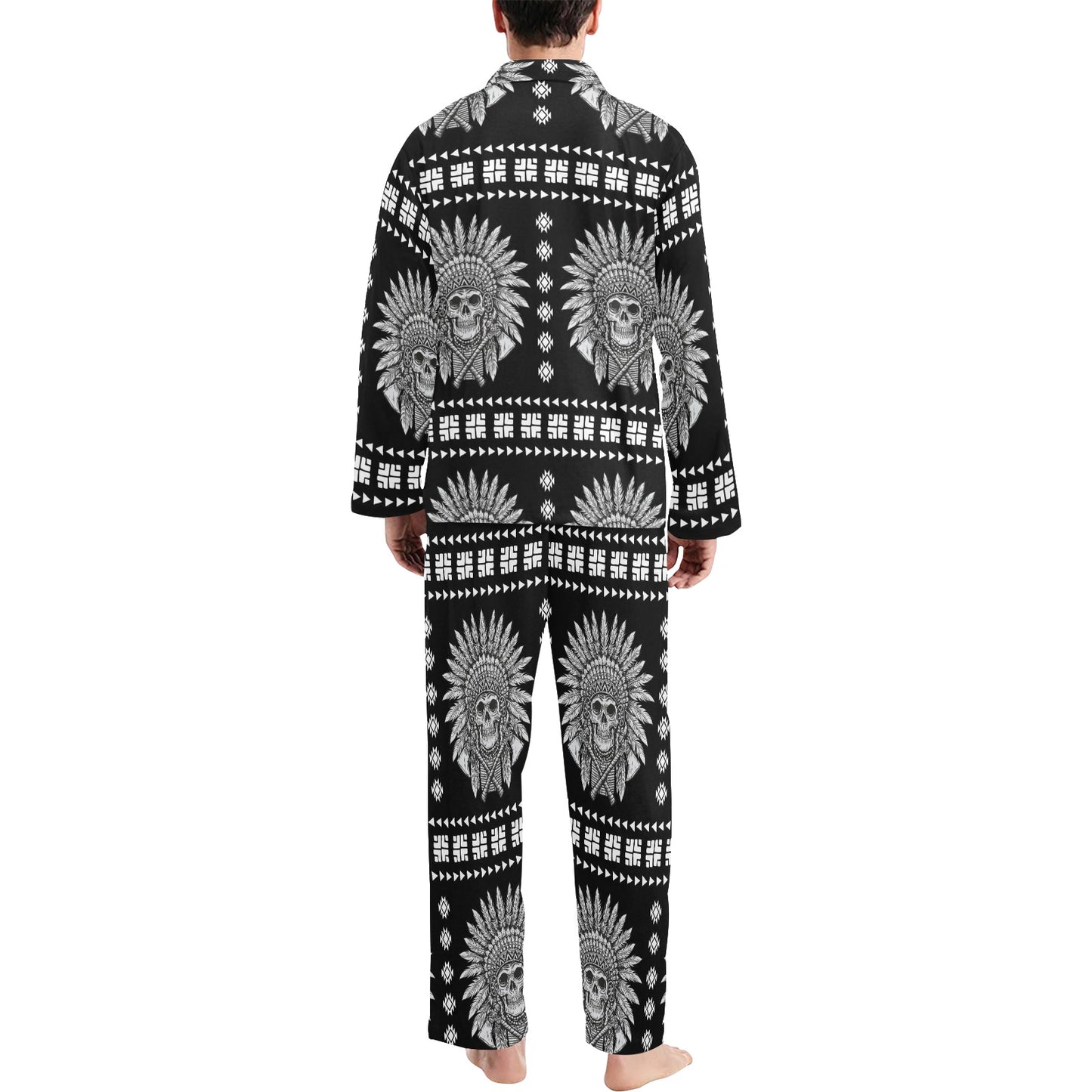 Native American Indian Skull Men's Long Pajama Set