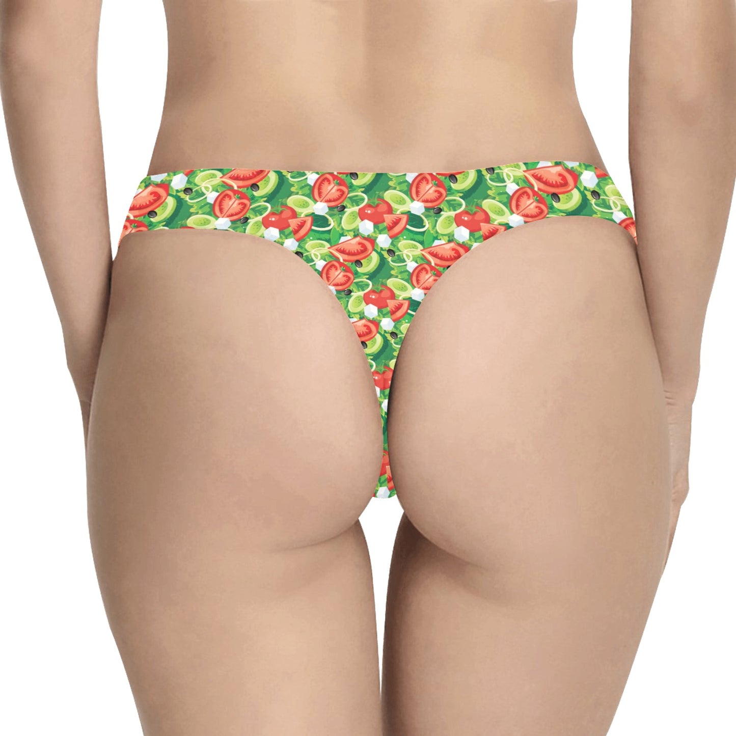 Vegan Salad Themed Design Print Women's Thongs