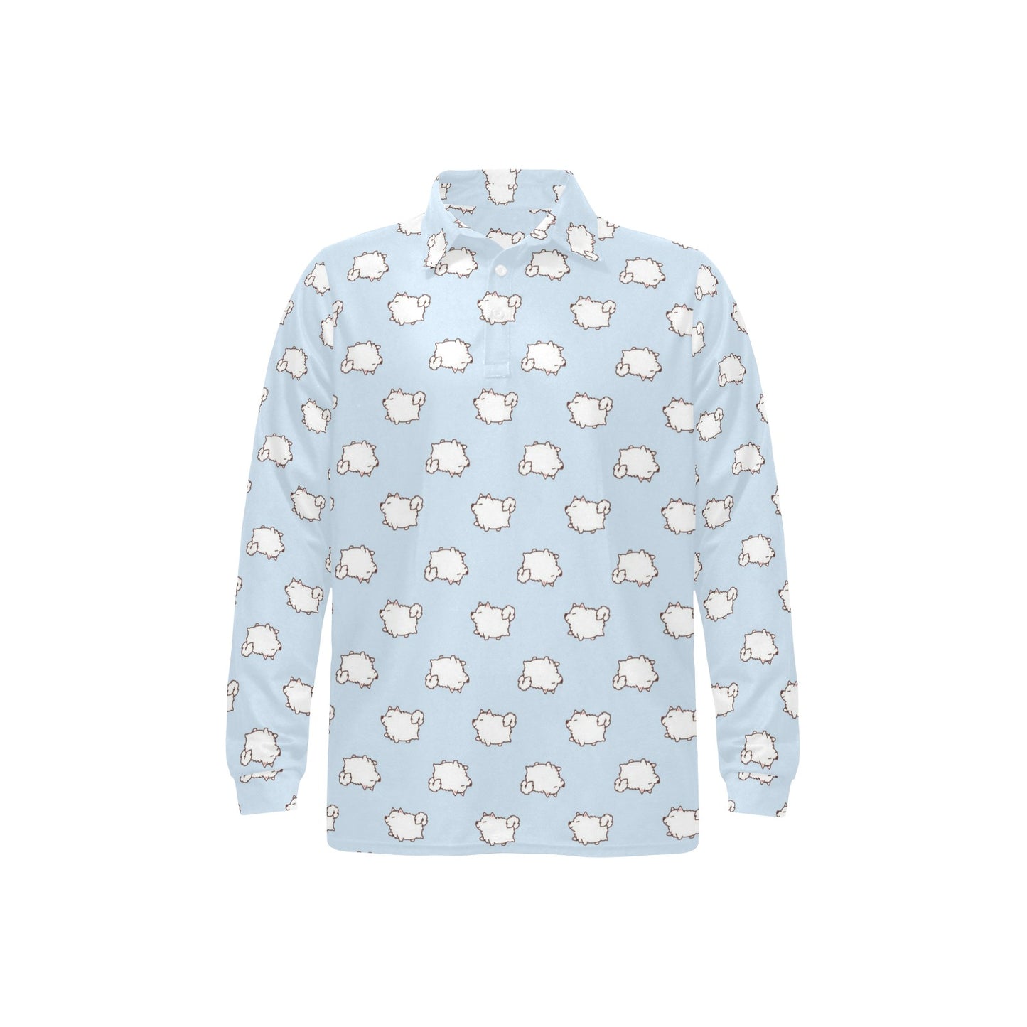 Samoyeds Print Design LKS301 Long Sleeve Polo Shirt For Men's