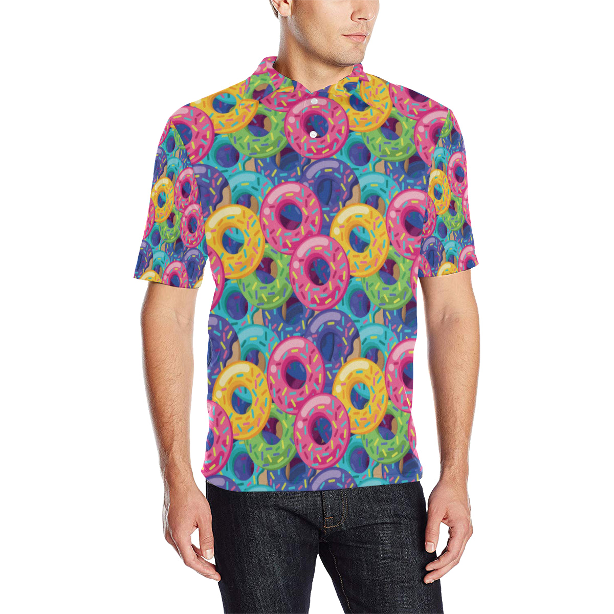 Donut Pattern Print Design DN010 Men Polo Shirt