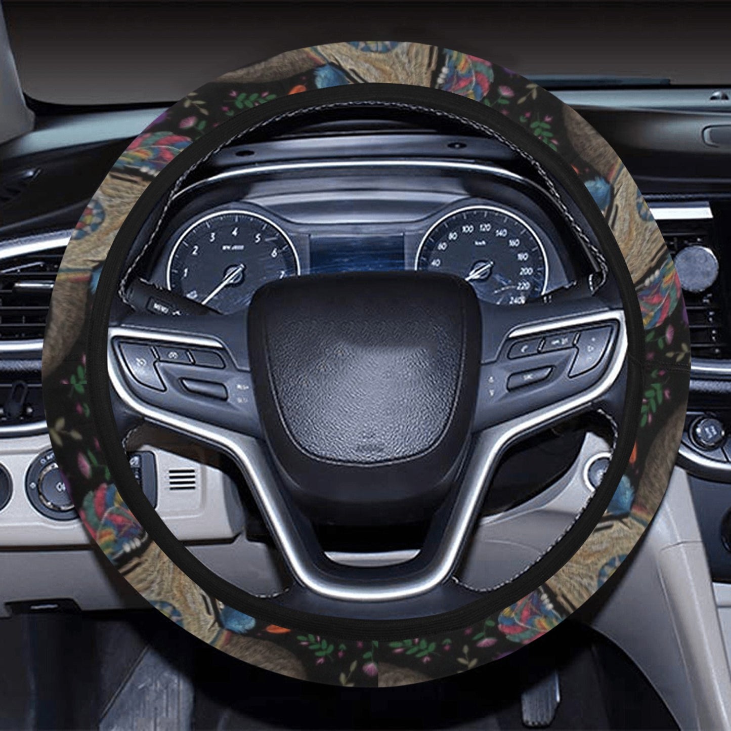 Buffalo Head Print Design LKS401 Steering Wheel Cover with Elastic Edge