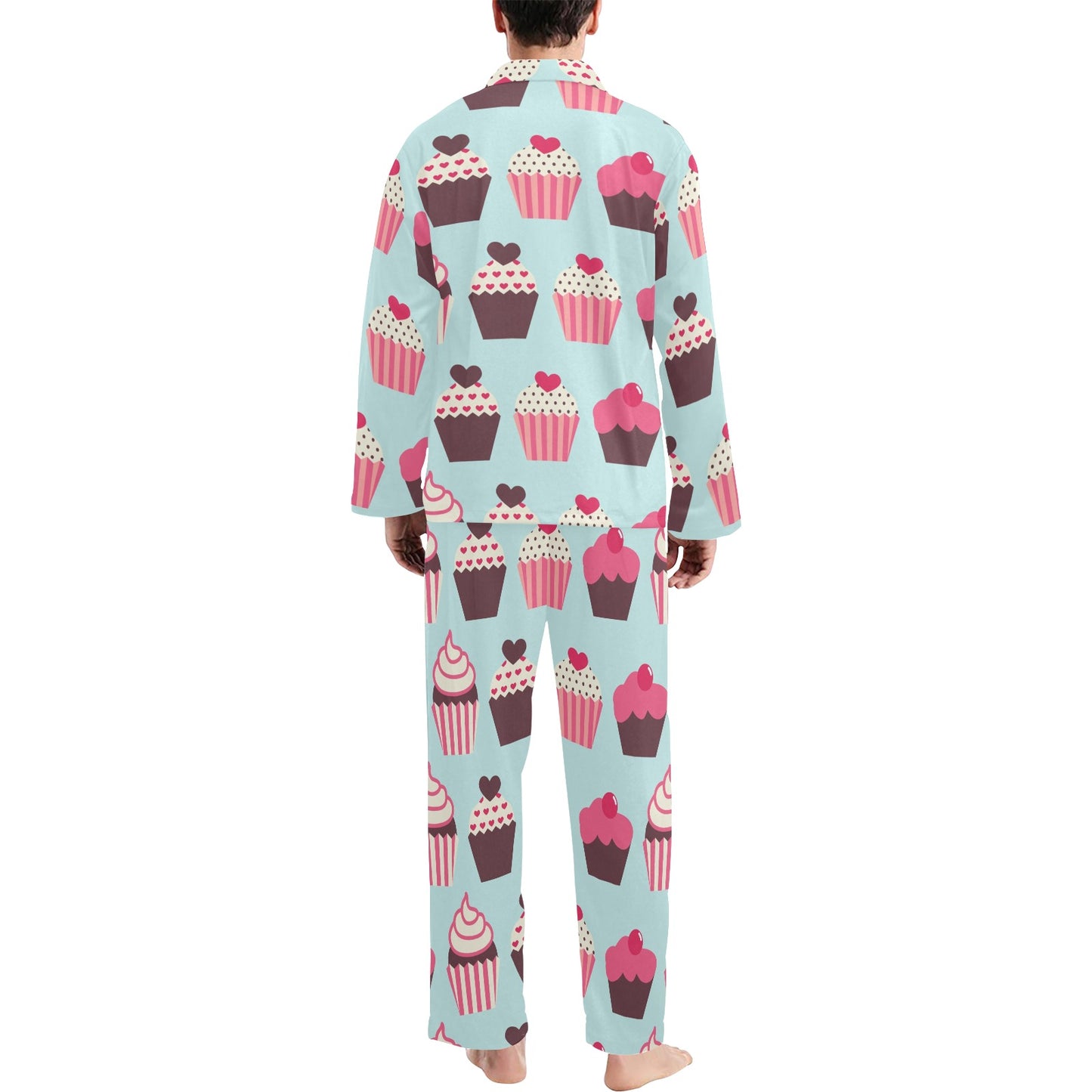 CupCake Print Pattern Men's Long Pajama Set