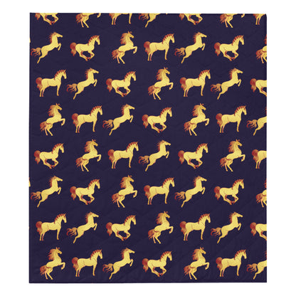 Gold Horse Pattern Premium Quilt