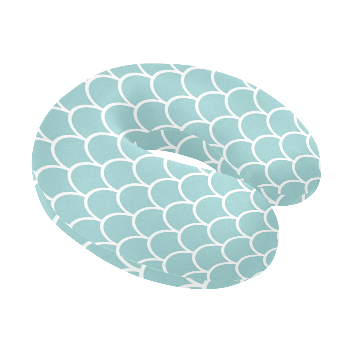 Scales Teal Pattern Print Design 02 U-Shaped Travel Neck Pillow
