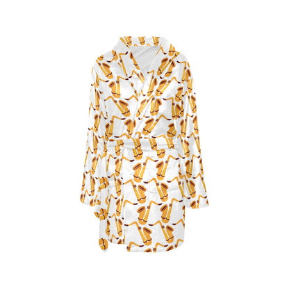 Saxophone Print Design LKS404 Women's Fleece Robe