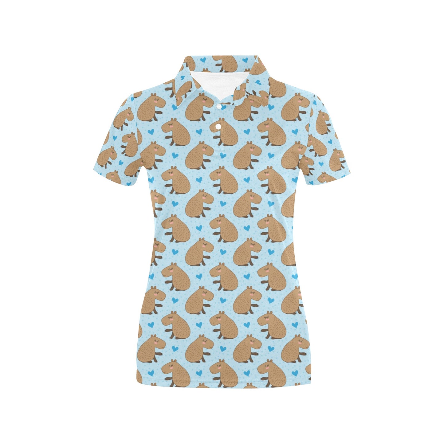 Capybara Pattern Print Design 01 Women's Polo Shirt