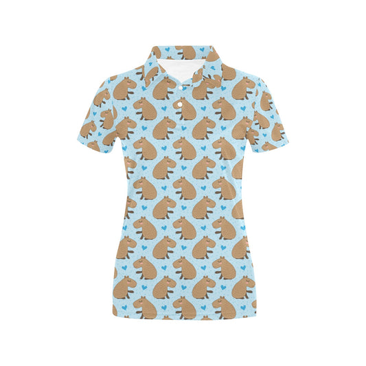 Capybara Pattern Print Design 01 Women's Polo Shirt