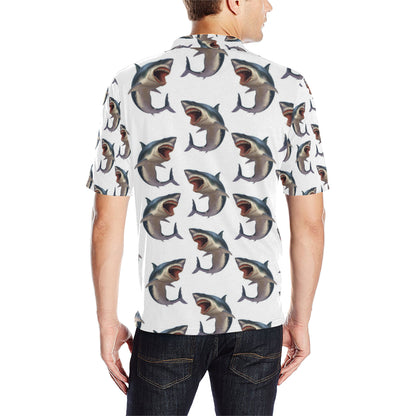 Great White Shark Pattern Print Design 03 Men Polo Shirt