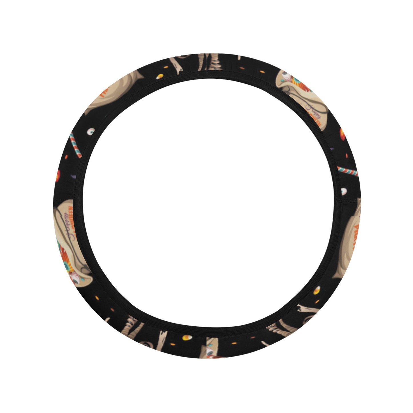Mummy Halloween Print Design LKS303 Steering Wheel Cover with Elastic Edge