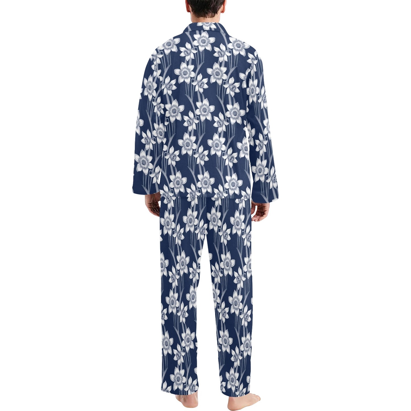 Daffodils Pattern Print Design DF09 Men's Long Pajama Set