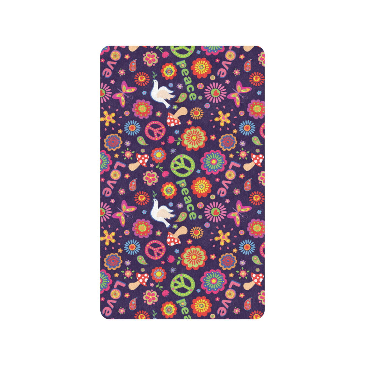 Flower Power Peace Design Print Rubber Doormat