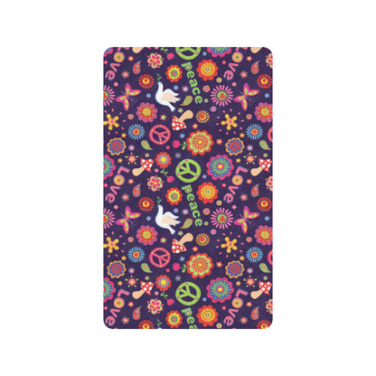 Flower Power Peace Design Print Rubber Doormat