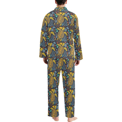 Sea Turtle Pattern Print Design T03 Men's Long Pajama Set