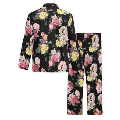 Rose Pattern Print Design RO010 Men's Long Pajama Set