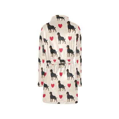 Rottweiler Pattern Print Design A02 Women's Fleece Robe