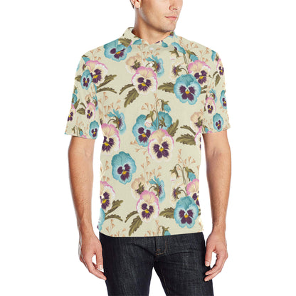 Pansy Pattern Print Design A02 Men Polo Shirt