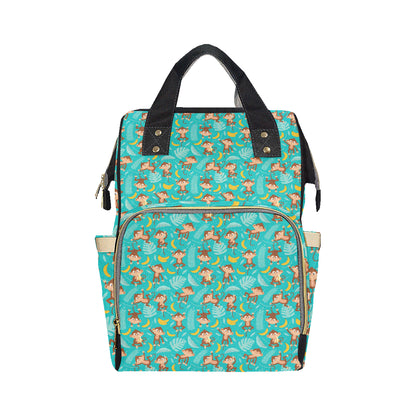 Monkey Happy Design Themed Print Diaper Bag Backpack