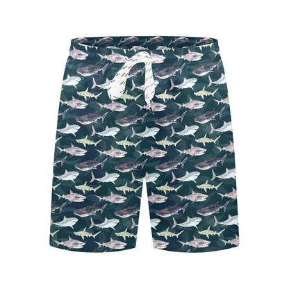 Shark Pattern Print Men's Swim Trunks Beach Shorts