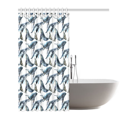 Blue Whale Pattern Print Design 03 Shower Curtain