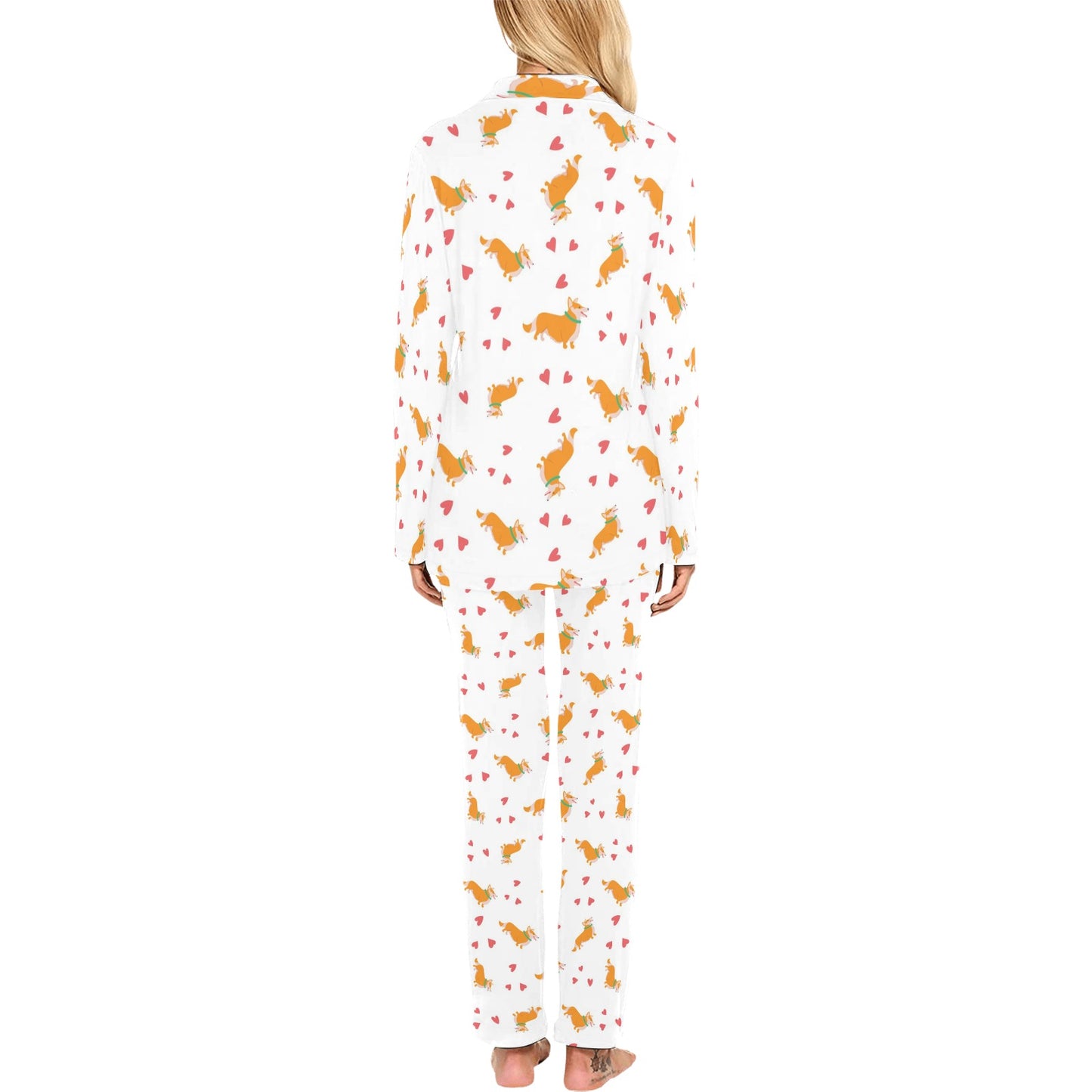 Cardigan Welsh Corgis Pattern Print Design 04 Women's Long Pajama Set