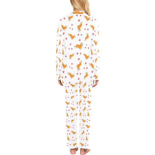 Cardigan Welsh Corgis Pattern Print Design 04 Women's Long Pajama Set