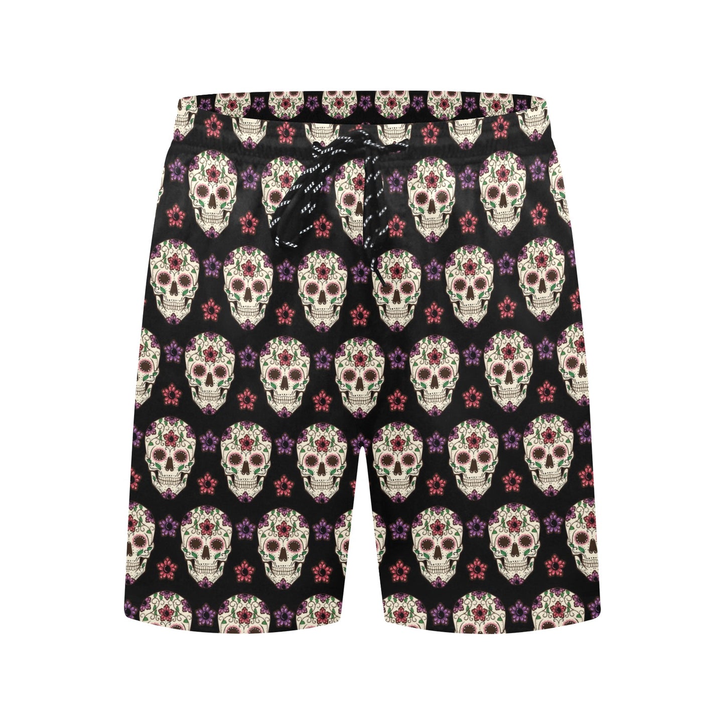 Sugar Skull Print Design LKS304 Men's Swim Trunks Beach Shorts