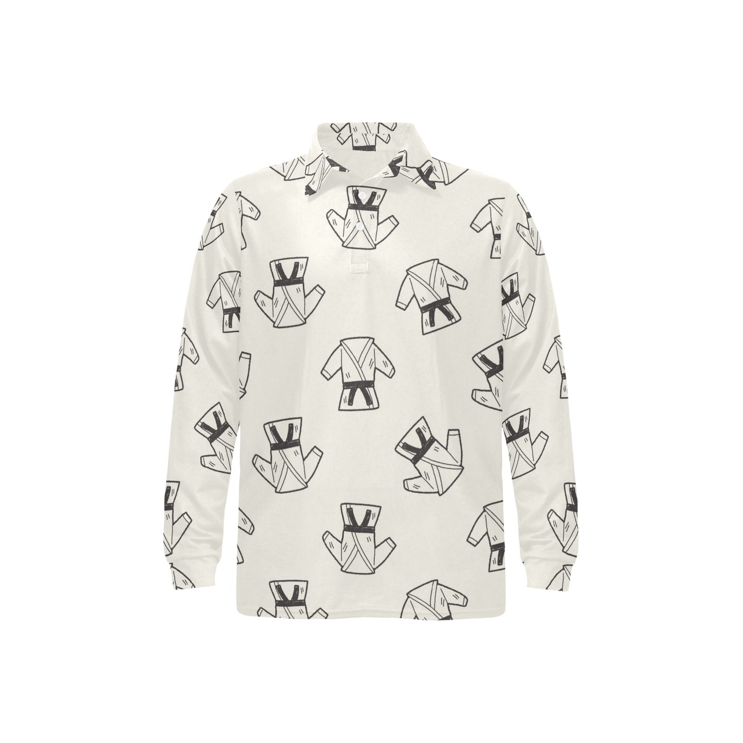 Karate Pattern Print Design 01 Long Sleeve Polo Shirt For Men's