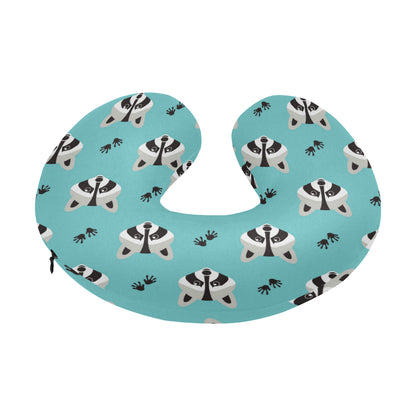 Raccoon Pattern Print Design A01 U-Shaped Travel Neck Pillow