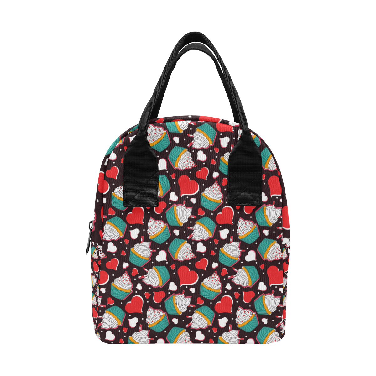 Cupcakes Heart Print Pattern Insulated Lunch Bag