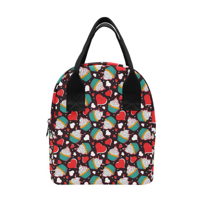 Cupcakes Heart Print Pattern Insulated Lunch Bag