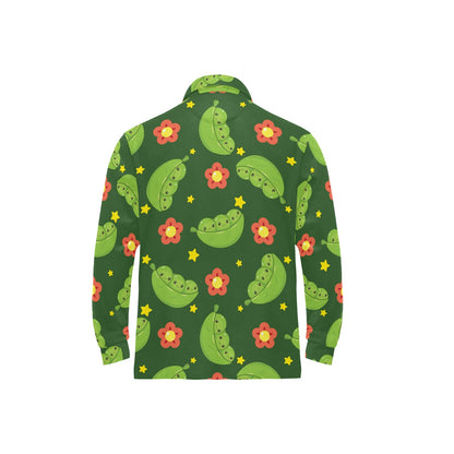 Peas Pattern Print Design A01 Long Sleeve Polo Shirt For Men's