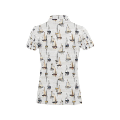 Sailboat Paint Pattern Print Design LKS307 Women's Polo Shirt